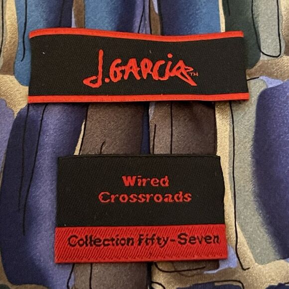 J. Garcia Wired Crossroads Collection Fifty Seven Blue Green Silk Made In China - Picture 8 of 9